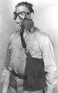 Original M9A1 Gas Mask Bag Being Worn